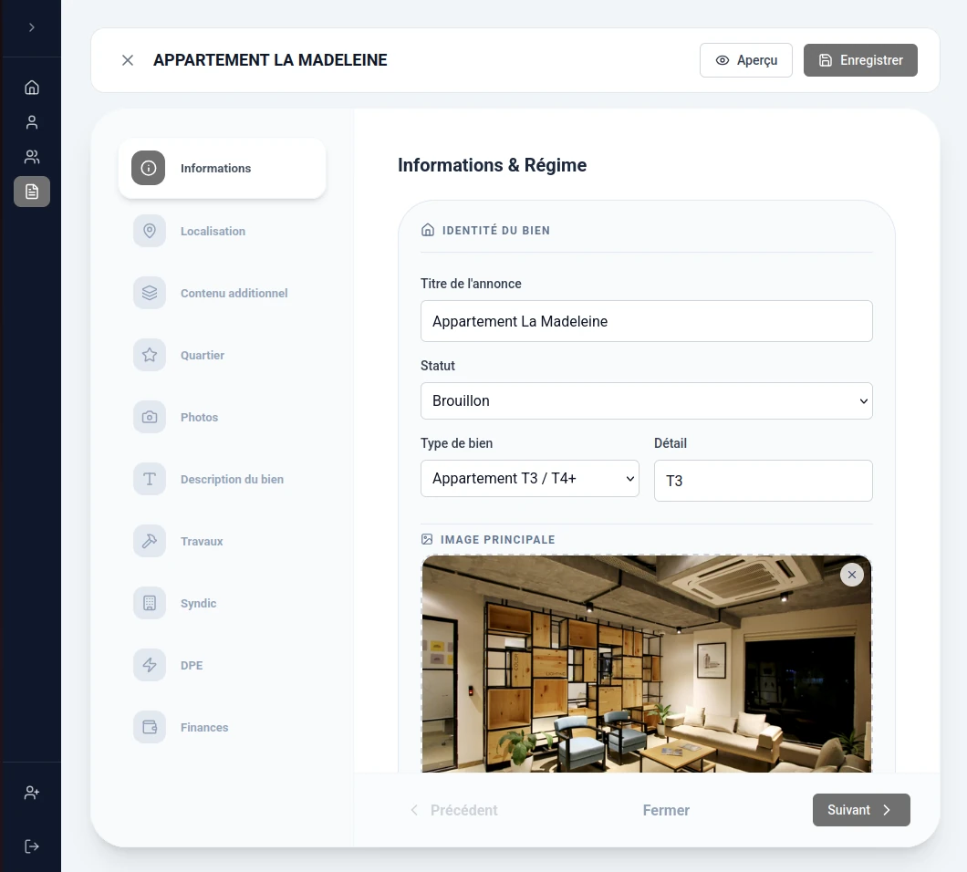 Solution de gestion de biens immobiliers sur mesure